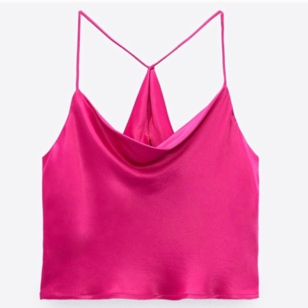 Zara hot pink silk tank top